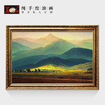 Meifang pure hand-painted European scenery giant mountain oil painting porch decorative painting living room office American custom hanging painting