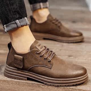 Men's Shoes, Autumn 2025 New Style, Genuine Leather, British Casual Leather Shoes, Work Safety Shoes, Men's Low-Top Sports Martin Boots