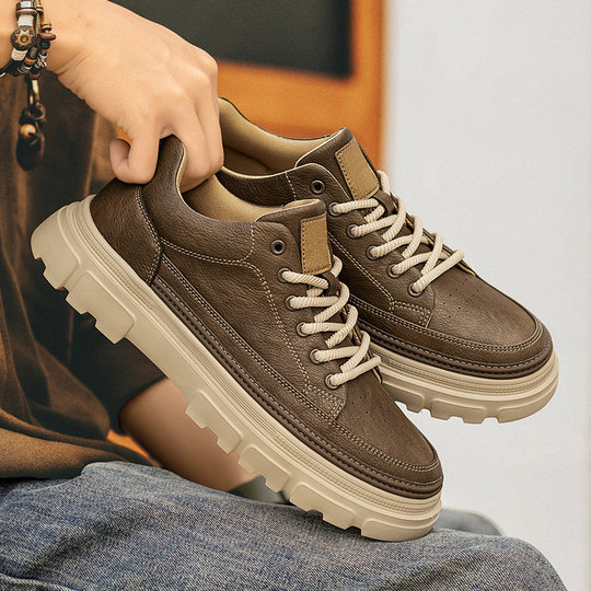 Men's leather shoes 2025 new winter British style retro business formal work casual low-cut workwear Martin boots