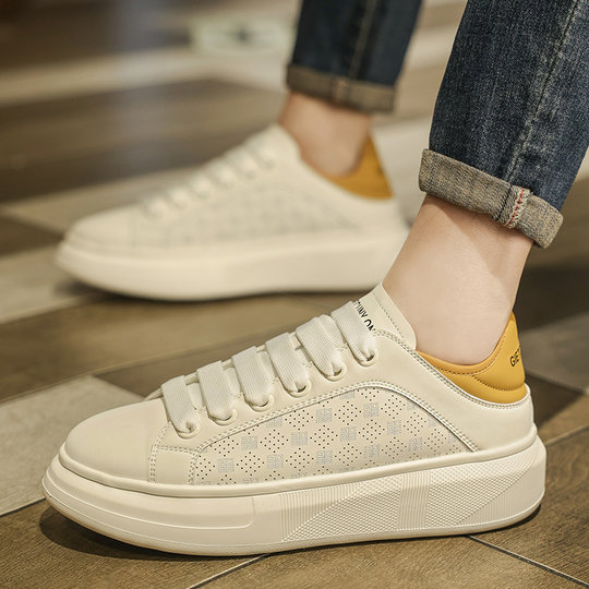 Men's shoes 2026 new spring fashion brand high-end versatile casual McQueen white shoes increased sports thick sole sneakers