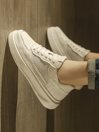 White shoes for men 2026 new summer breathable versatile work casual McQueen white shoes increased thick sole sports sneakers