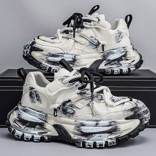 Men's shoes 2026 new spring high-end handsome sports casual shoes youth niche color thick-soled dad shoes