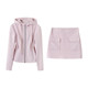 Han Yujia pink casual slim sports suit for women spring and autumn hooded long-sleeved cardigan high-waisted skirt two-piece set