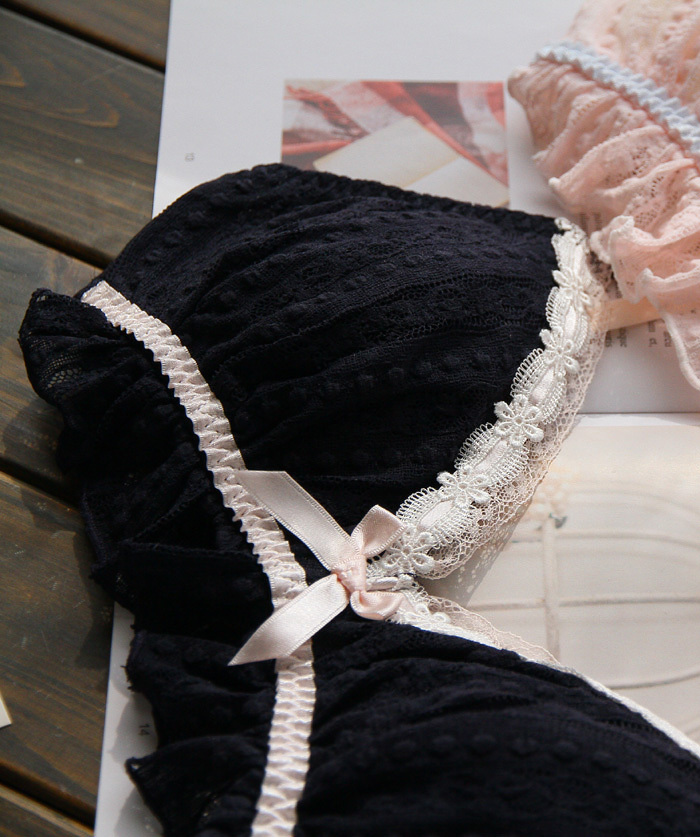 [] Nhật Bản nguyên chất cotton công sở nặng ren cô gái ngọt ngào không có vành ngủ đồ lót bra set 188 đồ lót đẹp