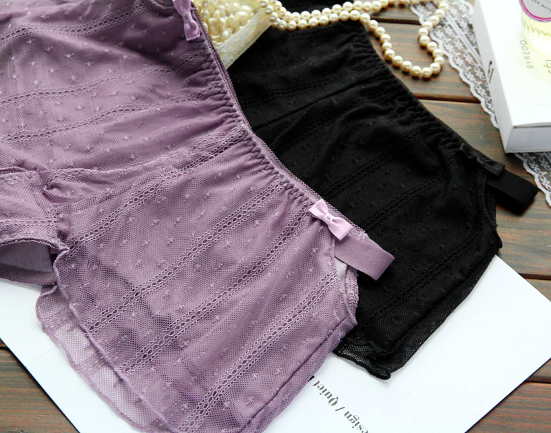 Điếc hun khói màu tím ~ retro đầy đủ ren bông đáy thắt lưng nhỏ quần boxer nữ 007 quan lot khe nam