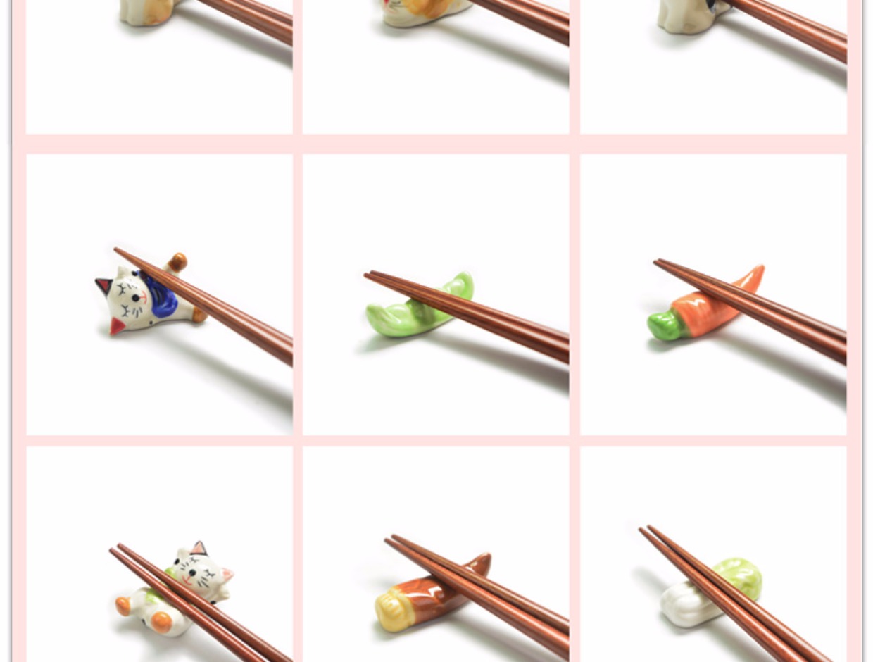 Phim hoạt hình đũa gốm hỗ trợ dễ thương cá tính đũa bút đồ trang trí sáng tạo bộ đồ ăn đũa đũa gối đĩa nhựa dùng 1 lần