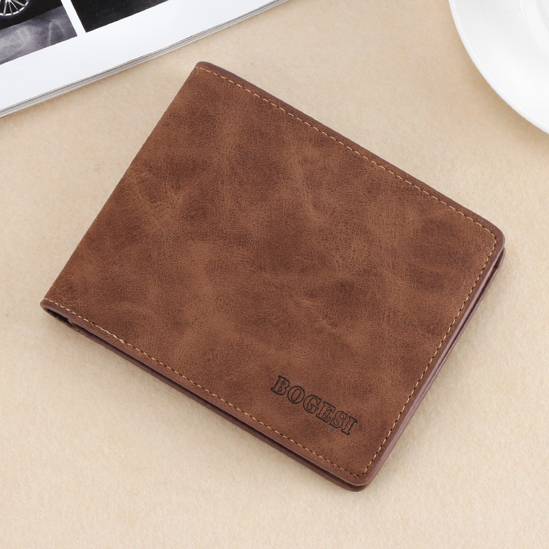 Men's wallet short fashion trend thin wallet youth retro multi-card casual student wallet Japanese and Korean trend