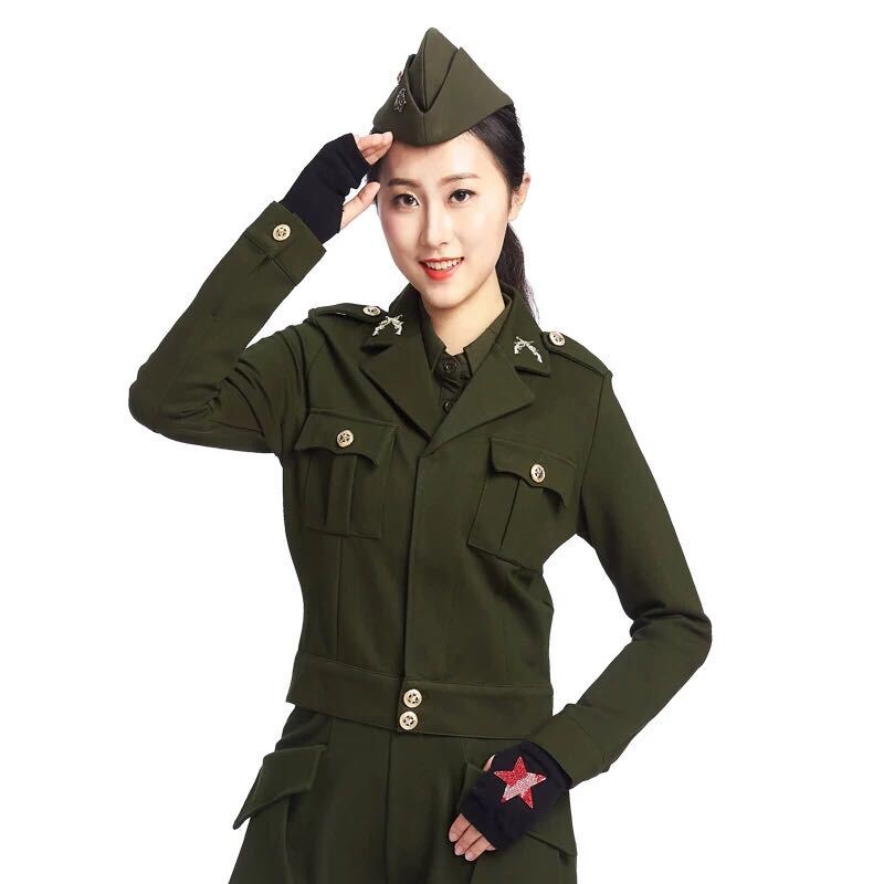Sailor Dance Costume Women's Set 2026 New Military Green Suit Short Jacket Harem Pants Square Dance Performance Outfit