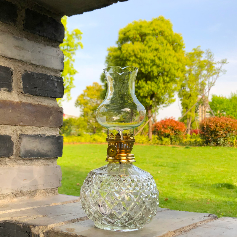 Kerosene lamp oil household new house occupation crystal lamp round body butter lamp Buddha lamp retro props DIY
