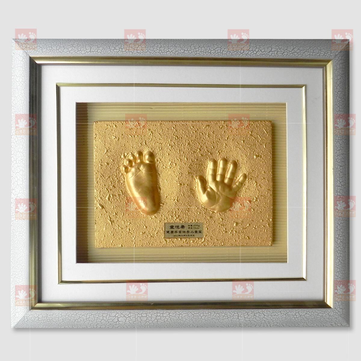 Gold cracked turtle frame * baby print * hand footprints * hand footprints * inkpad * baby gift kept forever