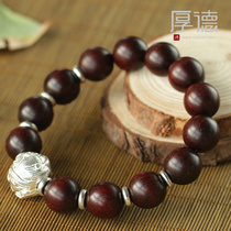 Sterling silver brave fortune | New arrival on the top of the good material plate play glass bottom small leaf red sandalwood hand string men