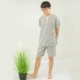 Bộ đồ ngủ bằng lụa cotton trung niên thanh niên mùa hè mỏng nam dài tay