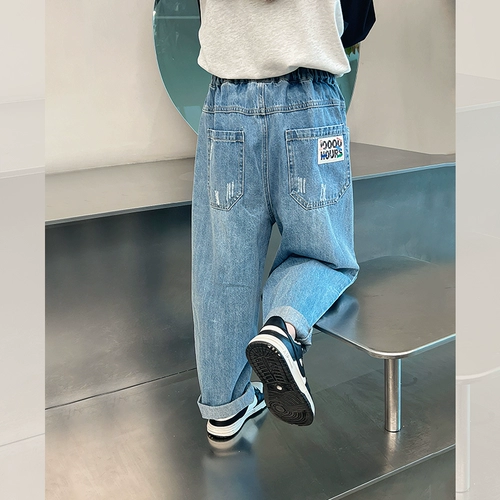 Прямые свободные джинсы, детские осенние штаны, подходит для подростков