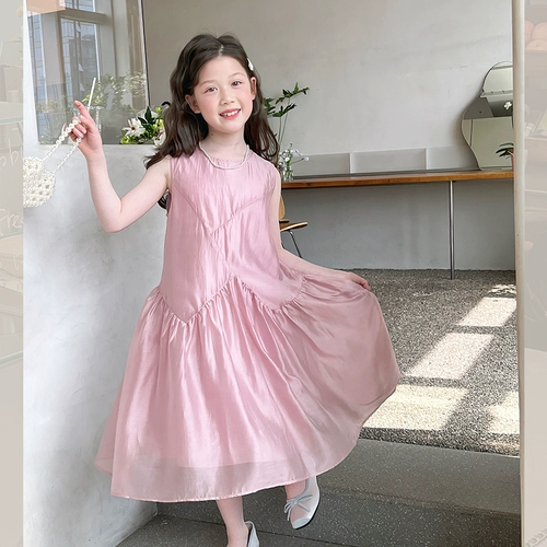 Платье без рукавов, юбка на девочку, длинная юбка для принцессы, летняя одежда, подходит для подростков