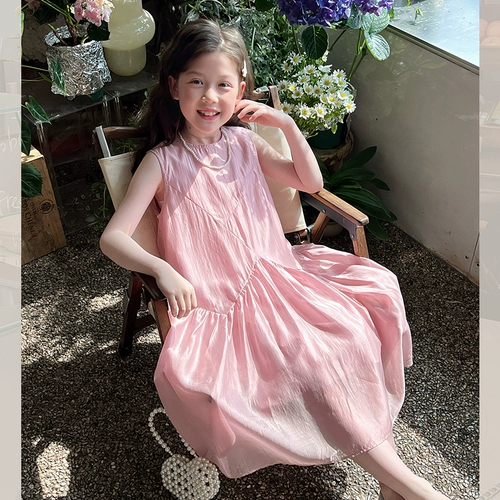 Платье без рукавов, юбка на девочку, длинная юбка для принцессы, летняя одежда, подходит для подростков