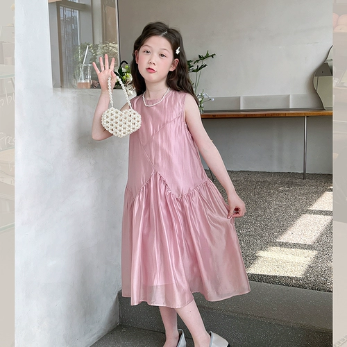 Платье без рукавов, юбка на девочку, длинная юбка для принцессы, летняя одежда, подходит для подростков