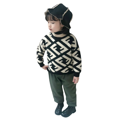 Трикотажный детский свитер, бархатный пуховик, увеличенная толщина, детская одежда, 2018