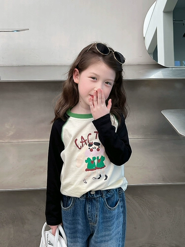 Хлопковый приятный телу детский весенний лонгслив, популярно в интернете, подходит для подростков, детская одежда