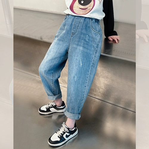 Прямые свободные джинсы, детские осенние штаны, подходит для подростков