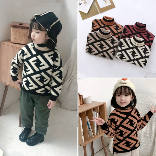 Трикотажный детский свитер, бархатный пуховик, увеличенная толщина, детская одежда, 2018