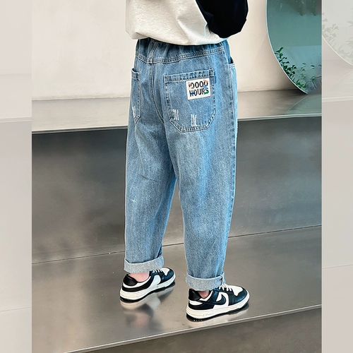 Прямые свободные джинсы, детские осенние штаны, подходит для подростков