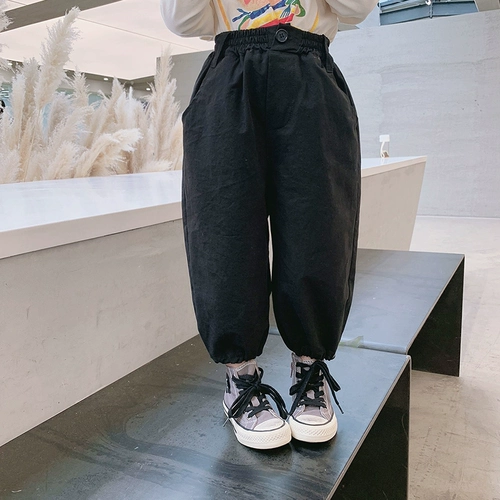 Хлопковые детские весенние штаны, с вышивкой, детская одежда, свободный крой, коллекция 2021