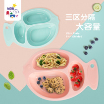 MDB childrens plate grid cartoon baby tableware drop-proof auxiliary food bowl Home kindergarten baby anti-scalding with cover