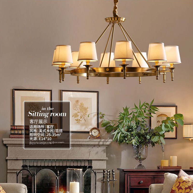 American Chandelier All Copper Lamp Simple Creative Living Room Copper Lamp Simple Creative Living Room