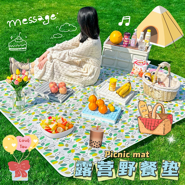 mat Picnic mat ຄວາມຊຸ່ມຊື່ນ mat thickened outdoor outing grass camping waterproof portable spring outing folding mat picnic floor mat