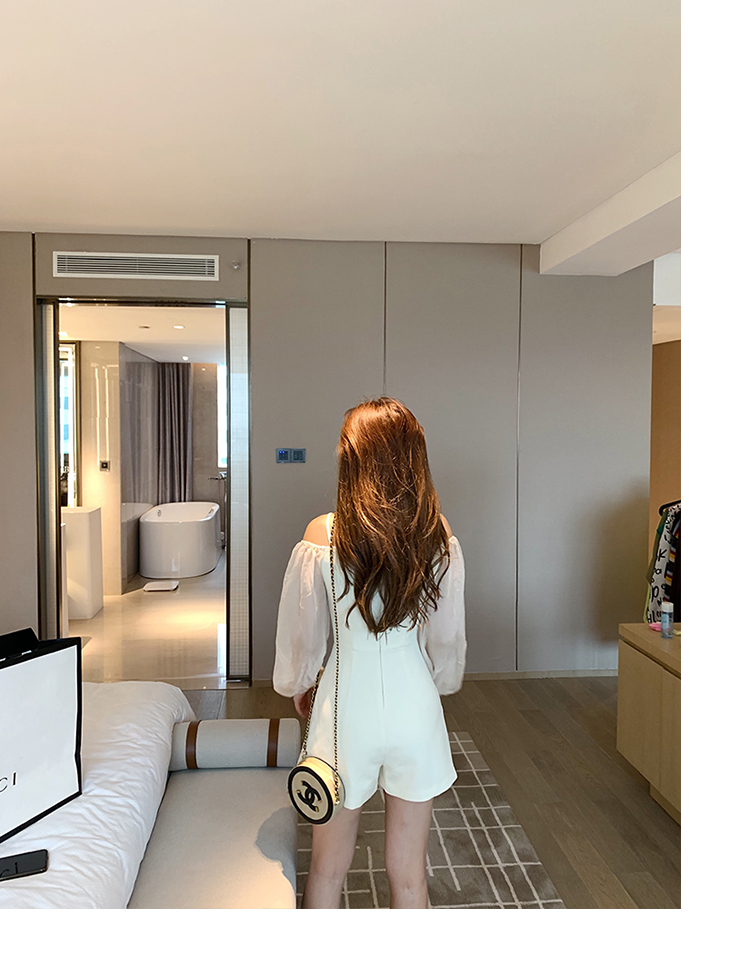 VK旗艦店 韓系露肩吊帶收腰修身連身褲套裝長袖褲裝