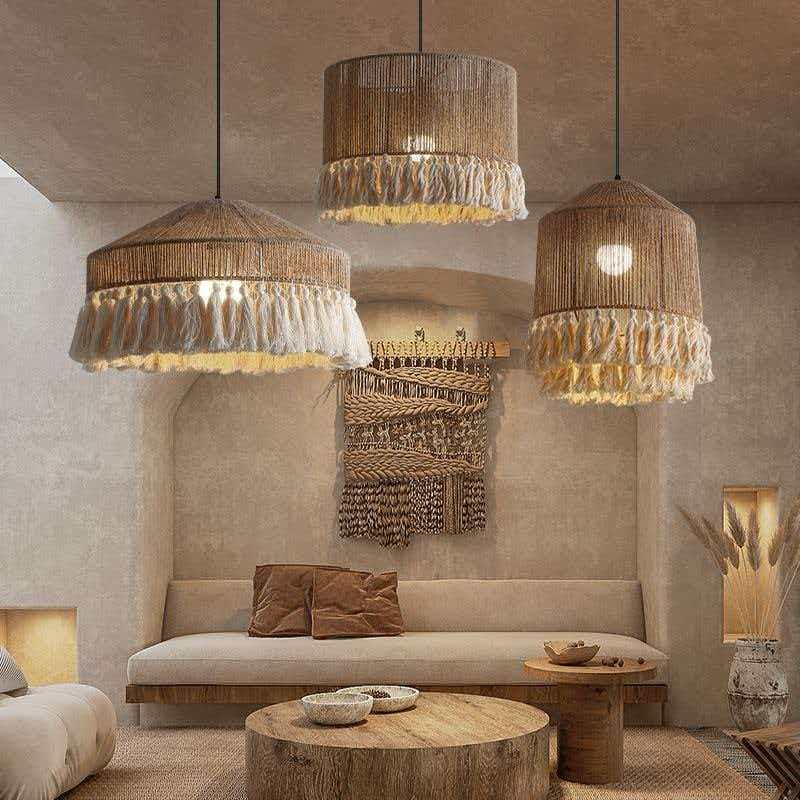 Bohemian Retro Woven Tassel Pastoral Style Creative Living Room Bedroom Homestay Restaurant Lamp Wabi-Sabi Style Pendant Light Bohemian Retro Woven Tassel Pastoral Style Creative Living Room Bedroom Homestay Restaurant Lamp Wabi-Sabi Style Pendant Light