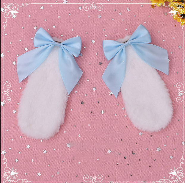 Pure hand for plush rabbit ear hair decoration lolita head decoration butterfly knot hair with kc head decoration cute rabbit ear hair clip