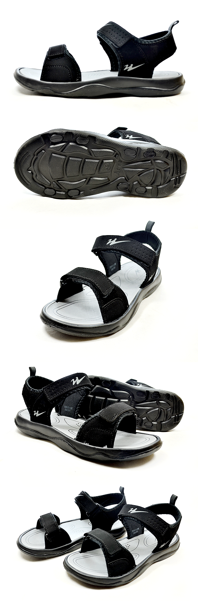 Sao đôi quầy xác thực mùa hè của nam giới tinh khiết màu đen xám xanh velcro dính khóa thể thao giản dị bãi biển dép dép quai hậu 