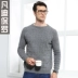 Áo len cashmere mới của Fandi Paul dành cho nam trung niên cổ tròn màu rắn xoắn áo len áo len dày ấm áp - Áo len Cashmere Áo len Cashmere