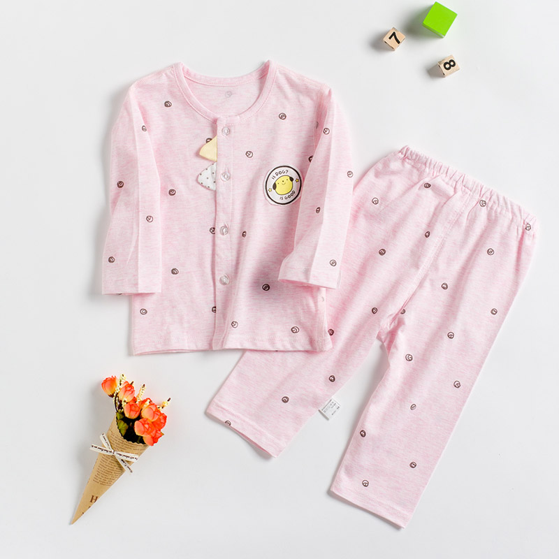 Zinbei childrens điều hòa không khí quần áo cotton để mở pajamababy mùa hè dài tay cô gái mỏng childrens quần áo quần áo chàng trai về nhà.