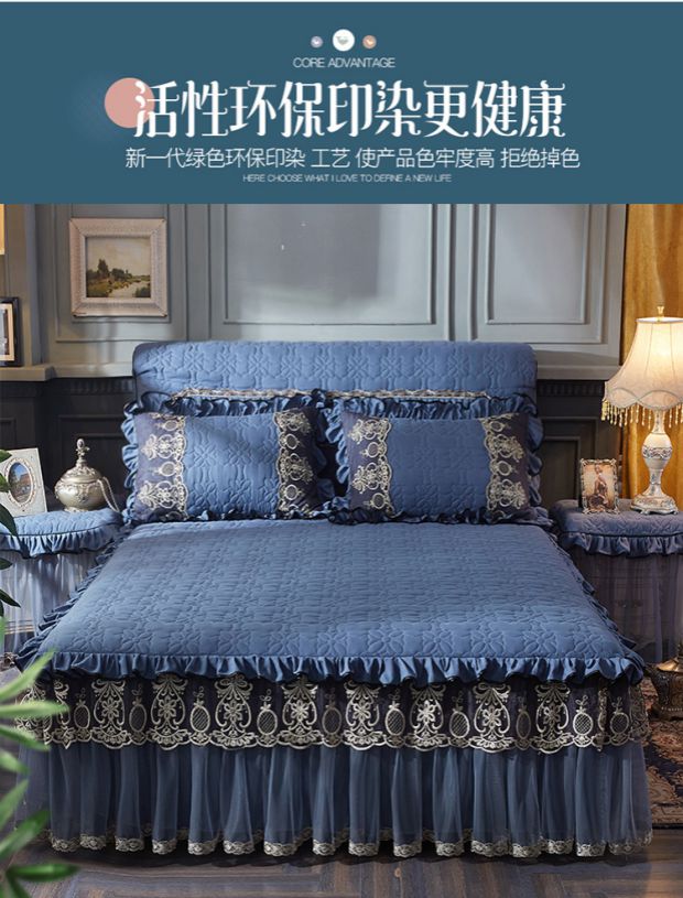 Hàn Quốc dày giường bông váy ba mảnh đơn mảnh bảng bìa giường đầu giường bedspread Simmons trượt bảo vệ bụi - Váy Petti ga giường có viền