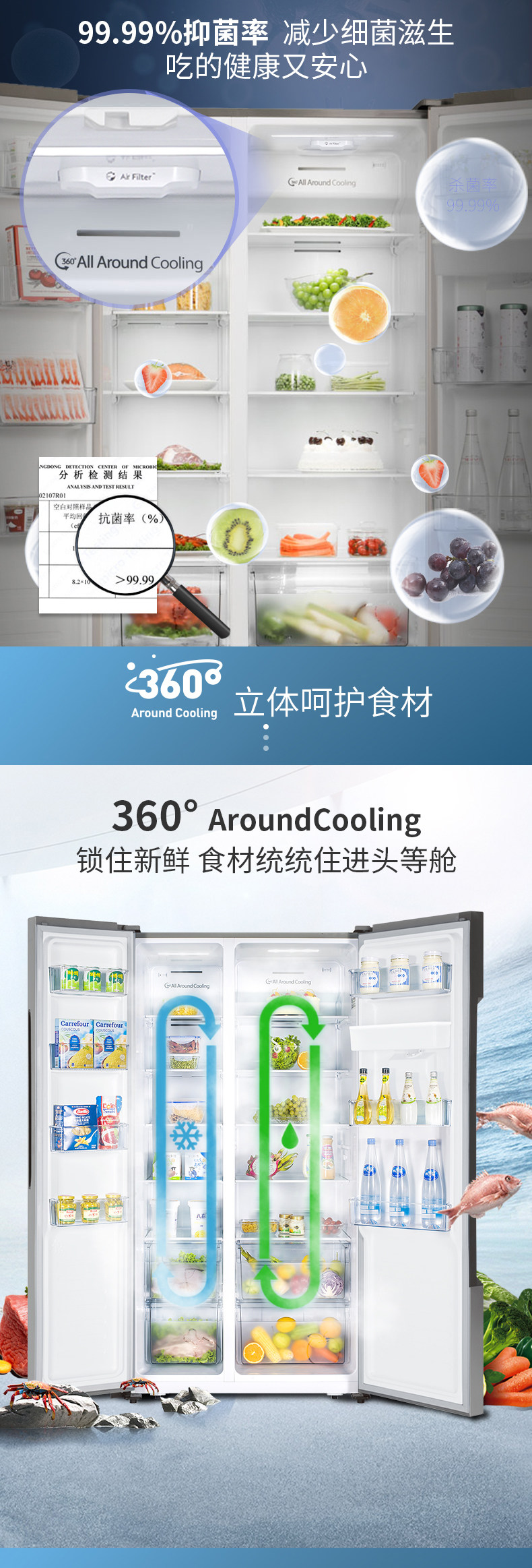 容声 变频 风冷 双开门冰箱 时尚水吧 587L 图8