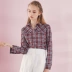 ELAND mùa thu 2018 mới của học sinh gió Anh được kẻ sọc mỏng tay dài áo sơ mi nữ EEYC88701I kiểu áo sơ mi nữ Áo sơ mi dài tay