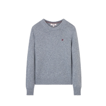 (100% sheep wool) Eland sweater womens round neck gray preppy pearl girl top