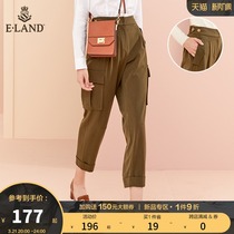 ELAND Clothing Romance Spring Summer Style Personality Symmetric Pocket College Wind Fashion Casual Long Pants Woman