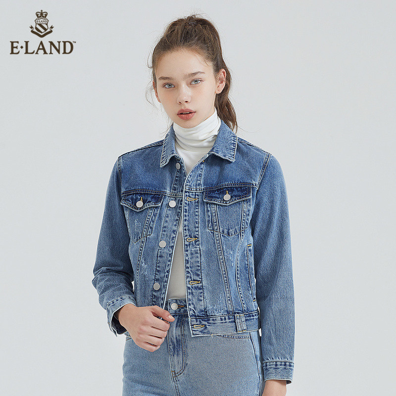Eland Yilian new casual long-sleeved denim short jacket ladies EEJJB38C2M