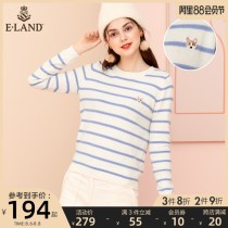 ELAND clothing love early spring temperament ins striped loose sweater womens long-sleeved base pullover