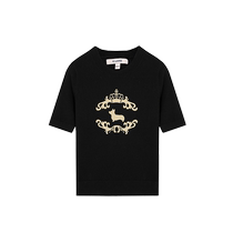 Eland short-sleeved T-shirt round neck college style knitted top womens summer casual style