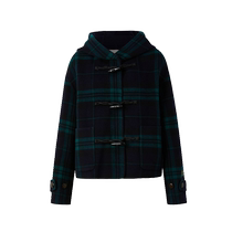 Eland woolen coat womens college plaid double-sided sheep wool warm coat 2024 autumn new style