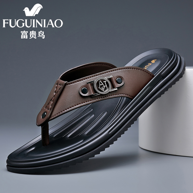 Fuguiniao Men's Sandals 2026 Summer Beach Shoes Genuine Leather Men's Flip-Flops Outdoor Non-Slip Casual Thong Sandals Fuguiniao Men's Sandals 2026 Summer Beach Shoes Genuine Leather Men's Flip-Flops Outdoor Non-Slip Casual Thong Sandals