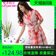 Multi-đẹp áo choàng áo choàng tắm áo choàng tắm cô gái mùa hè Nhật Bản mỏng kimono đồ ngủ sexy tinh khiết bông lớn kích thước kẻ sọc mùa hè.