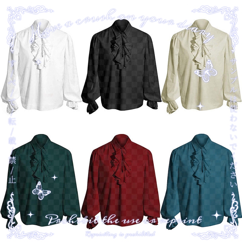 Foreign Trade Japanese Subculture Gothic Punk Stage Performance Medieval Renaissance Victorian Era Shirt