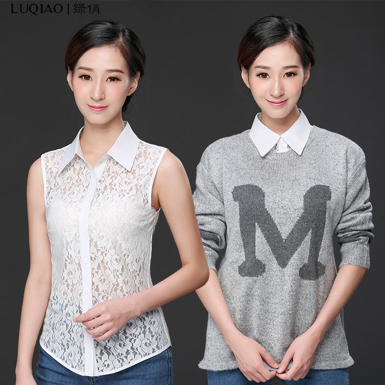 Spring and Summer Sleeveless Lace Blouse Tops Korean Style Women's Versatile Professional Inner Wear Base Shirt Vest Shirt Collar Spring and Summer Sleeveless Lace Blouse Tops Korean Style Women's Versatile Professional Inner Wear Base Shirt Vest Shirt Collar