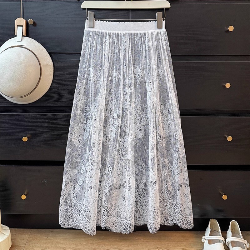 Long Lace Skirt for Women, Spring, Summer, Autumn 2026 New Style, Stylish High-Waisted Layered Skirt, Gentle Style, Hollow-Out Long Skirt Long Lace Skirt for Women, Spring, Summer, Autumn 2026 New Style, Stylish High-Waisted Layered Skirt, Gentle Style, Hollow-Out Long Skirt