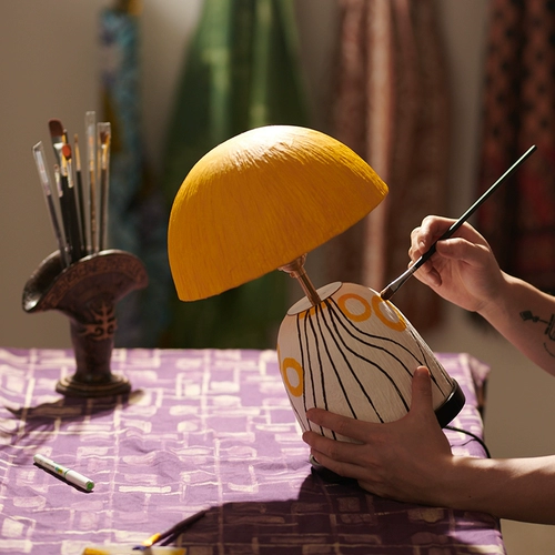 Атмосферная настольная лампа для гостиной для спальни, ручная роспись, стиль бохо